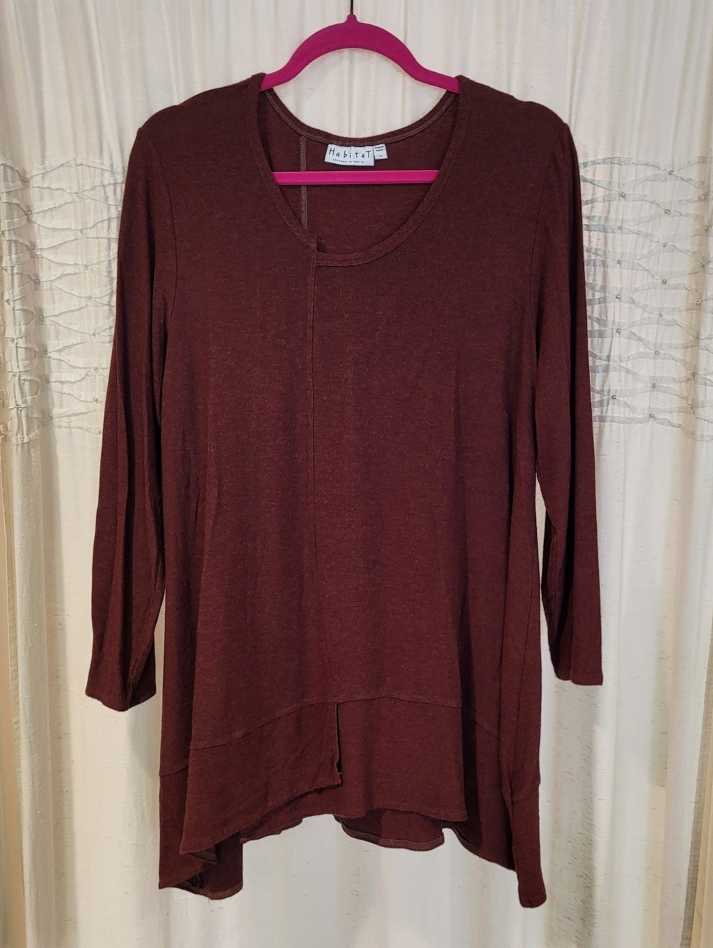 Habitat Women's Deep Warm Reddish Brown Long Sleeve Tunic Top EUC